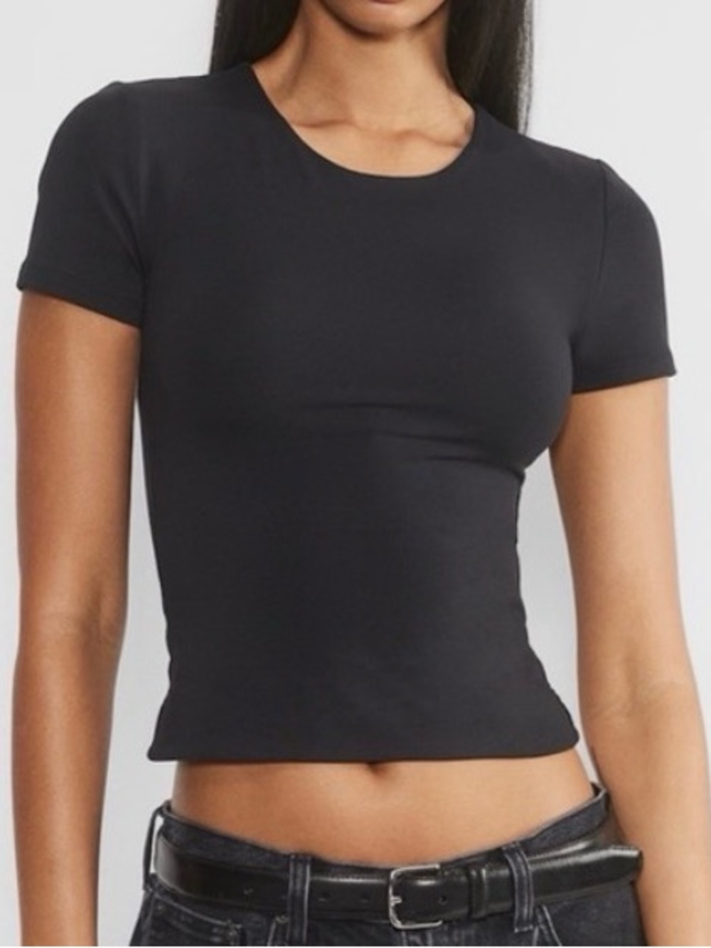 Babaton Aritzia Contour Crew T-Shirt Womens Small Black Fitted Stretch Top